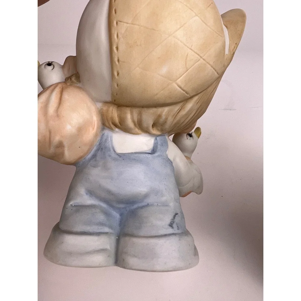 Vintage Homco Boy &‎ Girl Figurines 1418 with Lamb Sheep Ducks
